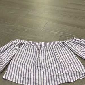 Striped boatneck cold shoulder top